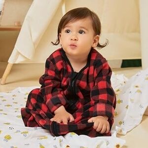 Daysu Micro Fleece Baby Sleep Sack with Long Sleeves Size Medium Buffalo Plaid